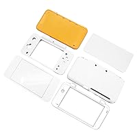 DIY New2DSXL Extra Housing Case Shells White/Orange 6 PCS Set Replacement, for New 2DS New2DS XL LL 2DSXL 2DSLL New2DSLL Handheld Consoles, Full Top & Bottom Covers Plates Outer Enclosure