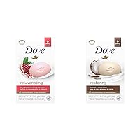Dove Moisturizing Beauty Bar Gentle Cleanser with Pomegranate Scent, Coconut Milk Restoring Beauty Bar with Cocoa Butter Scent, 3.75oz Bars (Pack of 6 + Pack of 1)