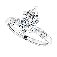 JEWELERYIUM 2 CT Marquise Cut Colorless Moissanite Engagement Ring, Wedding/Bridal Ring Set, Solitaire Halo Style, Solid Sterling Silver Vintage Antique Anniversary Promise Ring Gift for Her
