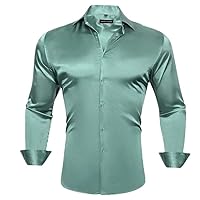 Men's Shirts Long Sleeve Solid Casual Regular Slim Fit Blouses Turn Down Collar Tops Clothes