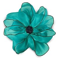 Expo International Lani Organza Flower Brooch Pin Hair Clip Patches/Appliques, Teal