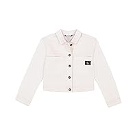 Calvin Klein Girls' Basic Jean Jacket, Stretch Denim with Button Closure, Casual Style