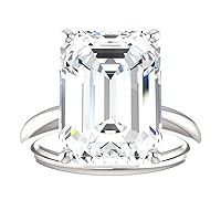 Nitya Jewels 10 CT Emerald Cut Moissanite Engagement Ring Handmade Diamond Solitaire Set Wedding Ring Bridal Her For Women Ring For Gift