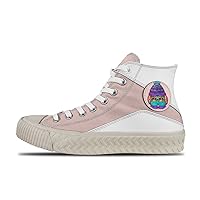 Popular graffiti-04,Pink Custom high top lace up Non Slip Shock Absorbing Sneakers Sneakers with Fashionable Patterns