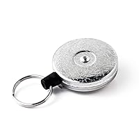 KEY-BAK Original Retractable Key Holder with a Chrome Front, Steel Belt Clip, and a Split Ring