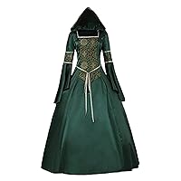 Vestido Retro Estampado literario Larga Encaje en la Cintura Disfraz columpio Capucha Vestido góticos medievales