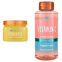 Pineapple Shea Sugar Body Scrub, 18 oz & Vitamin C Foaming Gel Wash, 18 oz. Bundle