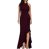 Cocktail Dresses for Women High Neck Sexy Split Body-con Mermaid Evening Dress Party Maxi Long Formal Dress
