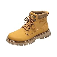 amandpm Men's Work Boots, Lace-up, Genuine Leather, Autumn, Winter, High Kart, Shot Boots, Large Size, Casual Shoes