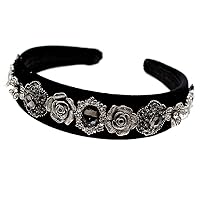 hair jewelry crown tiaras for women Vintage Black Gray Crystal Stone Hairband Rhinestone Bridal Wedding Headband For Women Baroque Hair Accessories Jewelry (Metal color : Headband)