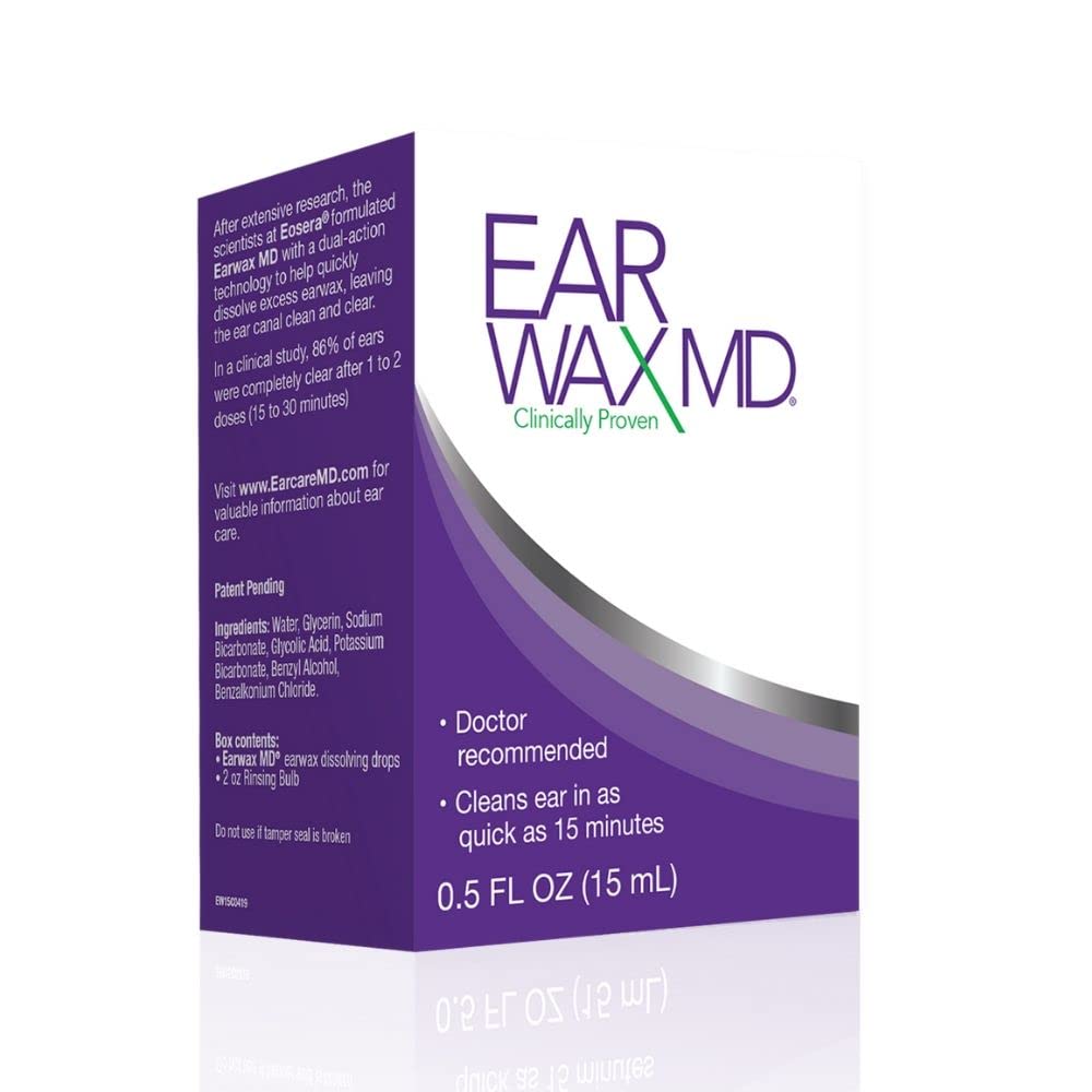 EARWAX MD KIT, Ear Wax Removal Kit and Ear Cleaning Tool, Includes Ear Wax Dissolving Drops and Rinsing Bulb