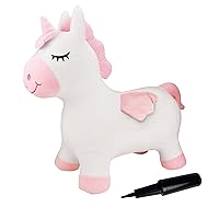 Lexibook BGP050UNI Inflatable Jumping Unicorn, for Indoor and Outdoor use, Balance and Motor Skills Development, Hand Pump Included, Safe and Resistant Plastic, Pink, White