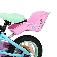 Doll Bike Seat, 11.8inch Doll Bicycle Seat with DIY Sticker, Kid's Bike Doll Carrier, Baby Doll Bike Seat Attachment for 12-20-Inch Kid's Bike(Pink)