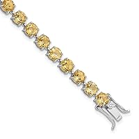 925 Sterling Silver Rhodium Plated 5mm 13.95ci Citrine Bracelet Jewelry for Women