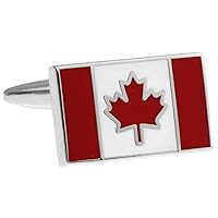 Canada Flag Pair of Cufflinks in a Presentation Gift Box & Polishing Cloth