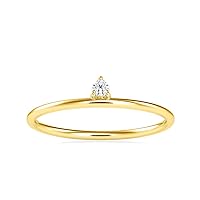 0.04 Carat Round Natural Diamond Wedding Ring for Women in 10k Gold (I-J, SI1-SI2, cttw) Solitaire Style Size 4 to 10.5 by VVS Gems