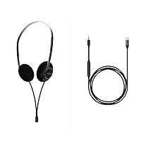 Koss KPH40 Utility On-Ear Headphones Plus Utility Cord USB- Cable Bundle