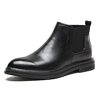 ADSNS Short Boots, Men's Leather Shoes, Genuine Leather, Work Boots, England Style, Slip-On, Casual, Autumn, Winter, Cool, Side Gore Boots, Men's Shoes, Solid, High Cut Boots, Chelsea Boots, 11.4 inches (29.0 cm), 11.0 inches (28.0 cm), Large Size
