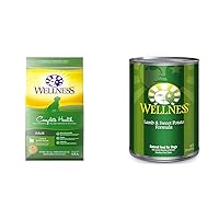 Wellness Complete Health Dry Dog Food, Lamb & Barley, 5 Pound Bag Wet Dog Food, Lamb & Sweet Potato, 12 Cans, 12.5 Ounce Can