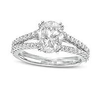 Womens 2 Ct. Oval Cut Cubic Zirconia Split Shank Engagement Wedding Ring in 14K White Gold Finish