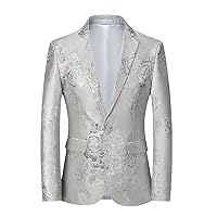 Peony Jacquard Tuxedo Suit Jacket with Slim Fit Design for Wedding, Prom, and Dinner Parties