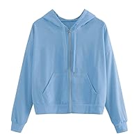 Hoodies for Women Teen Girls Zipper Crop Top Sweatshirts Long Sleeve Cute Hoodie Casual Pullover Tops Blouse