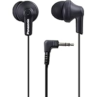 ErgoFit Wired Earbuds, In-Ear Headphones with Dynamic Crystal-Clear Sound and Ergonomic Custom-Fit Earpieces (S/M/L), 3.5mm Jack for Phones and Laptops, No Mic - RP-HJE120-KA (Matte Black)