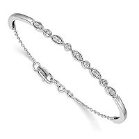 3mm 14k White Gold Diamond Cuff Stackable Bangle Bracelet Jewelry Gifts for Women