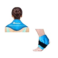 Neck Ankle Ice Pack Wrap, Reusable Gel Ice Pack for Ankle Neck Shoulders, Cold Compress Therapy for Pain Relief, Injuries, Swelling, Bruises, Sprains, Inflammation