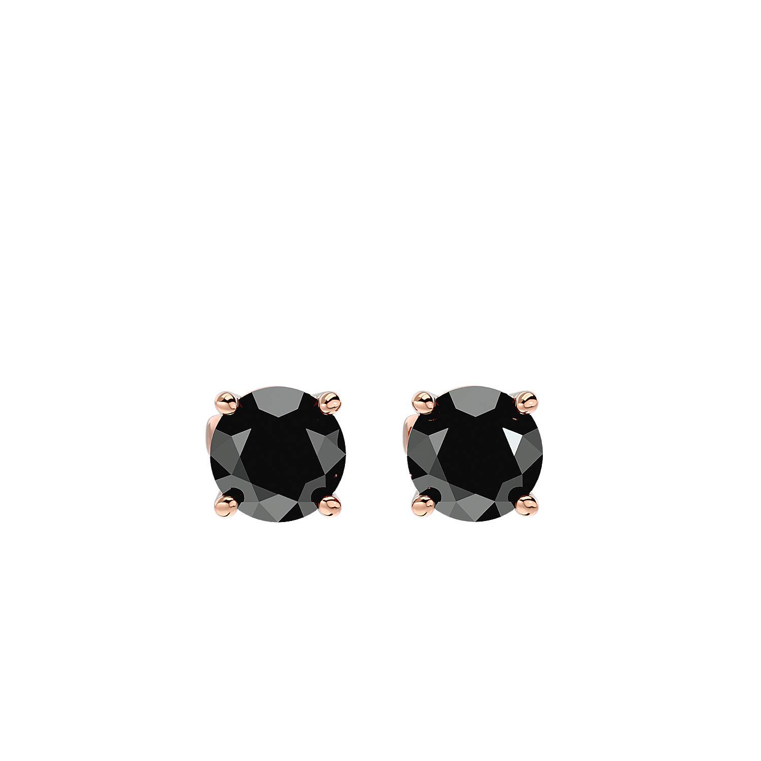1/2 to 5 Carat Black Diamond Round Stud Earrings for Women or Men in 14k Gold (I1-I2, cttw) with Butterfly Push Back by VVS Gems