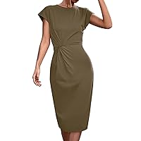 Spring and Summer Women's Pure Color Sleeveless Knot Slim Casual Dress Womens Summer Fashion