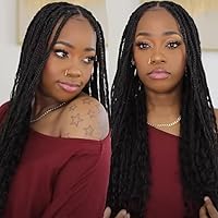 Crochet Boho Box Braids With Human Hair Curls Synthetic Hair For Braiding 14-30 inch Pre-looped Box Braids With Curly Ends 80Strands/2Pack (14 inch)