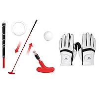 Red Adjustable Golf Putter for Men & Kids +Children Golf Gloves (1 Pair),S Size,Bundle of 2