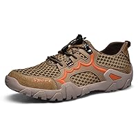 Barefoot Hiking Sandals for Men, Mesh and Leather Upper with Rubber Sole, Lightweight Water Shoes for Hiking, Walking, Fishing and More