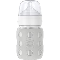 Lifefactory 8-Ounce Stainless-Steel Vacuum-Insulated Wide-Neck Baby Bottle with Stage 2 Nipple (3-6 Months) Stone Gray (LS2211WCG4)