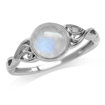 Silvershake 7mm Natural Moonstone 925 Sterling Silver Victorian Style Solitaire Ring