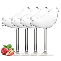 Cocktail Glass Bird Glasses Drinking Bird Shaped Cocktail Wine Glass 5oz/150ml Set of 4 Unique Champagne Coupe Glass Bird Shape Martini Goblet Cups 4pcs Glassware for KTV Home Bar Club (Clear)