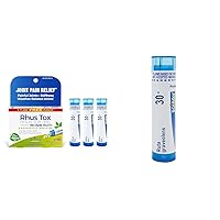 Boiron Rhus Tox 30C Homeopathic Medicine for Joint Pain Relief Pack of 3 Tubes Total 240 Pellets Plus Ruta Graveolens 30C 80 Pellets for Eye Strain
