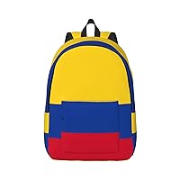 Flag Of Colombia Print Canvas Laptop Backpack Outdoor Casual Travel Bag Daypack Book Bag For Men Women