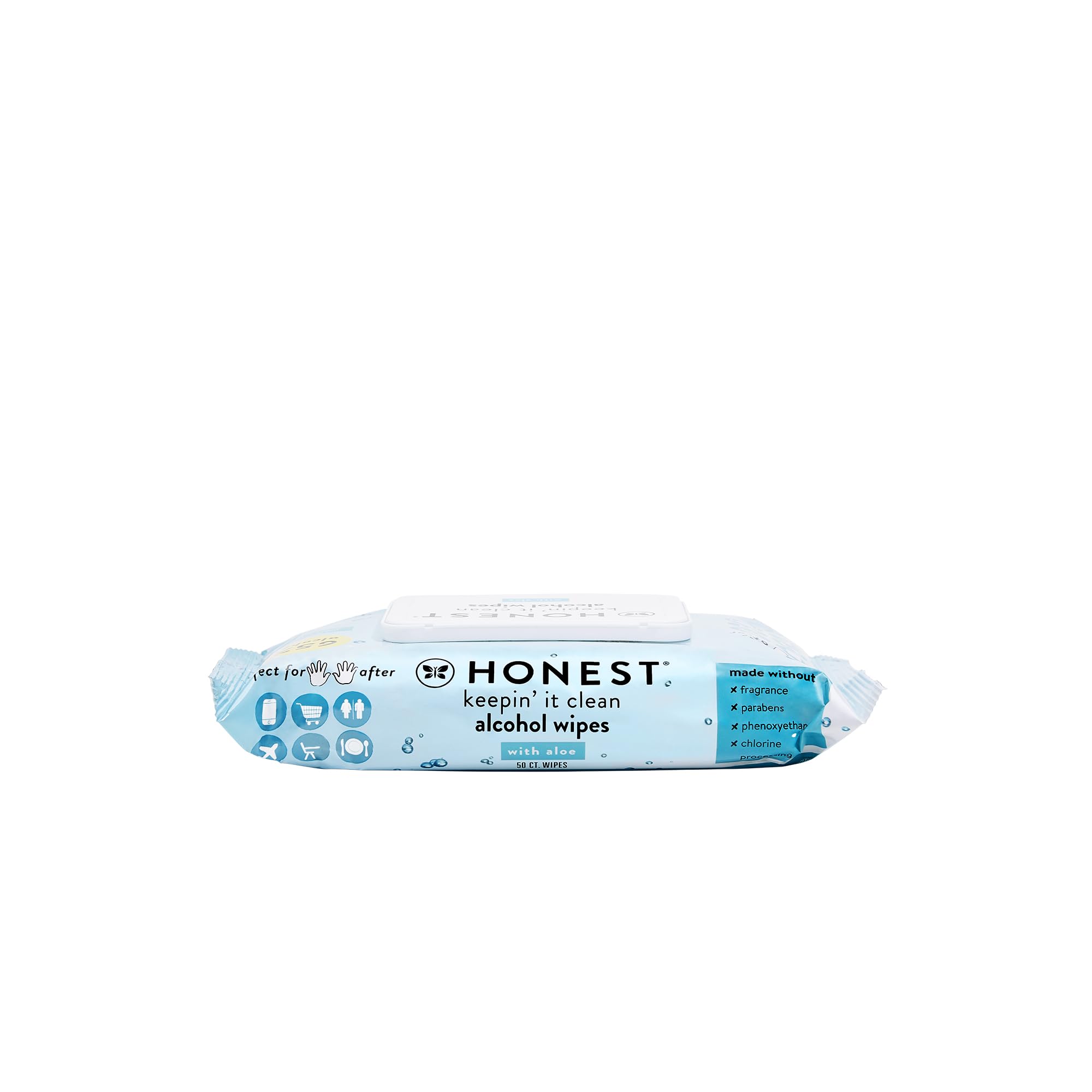The Honest Company Sanitizing Alcohol Wipes | Kills 99% of Germs, Made With Aloe | Unscented, 50 Count (1 Pack)