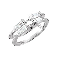 14k White Gold Tapered Baguette 3.75x2x1.5mm Polished 0.38 Dwt Diamond Ring Guard Size 6.5 Jewelry for Women