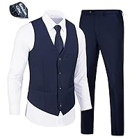 Mens Suits Vest Pants Set 2 Pieces Slim Fit Wedding Groomsmen Suit for Men Formal