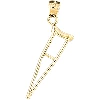 Silver 3D Crutch Pendant | 14K Yellow Gold-plated 925 Silver 3D Crutch Pendant