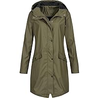 SNKSDGM Womens Waterproof Rain Jacket Hood Windbreaker Lightweight Winter Fall Breathable Raincoat Trench Coat for Outdoor