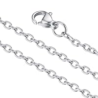 FaithHeart 2MM Rolo O Chains, Stainless Steel DIY Chain for Pendant, 18/20/22/24/26/28/30 Inches, Cable Chain Necklace with Gift Box (Silver,30 Inch)