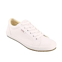 Taos Star Women's Sneaker - Iconic Style with Canvas Design for Everyday Adventures - Custom Fit Lacing and Removable Footbed with Arch Support for All Day Comfort White/White 11 W US