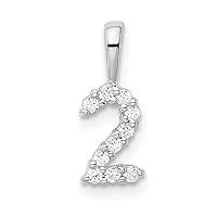 14k White Gold Diamond Sport game Number 2 Pendant Necklace Measures 13.08x4.91mm Wide 1.75mm Thick Jewelry for Women