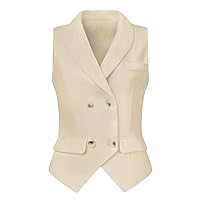 Allegra K Women's Suit Vest Double Breasted Lapel Dressy Waistcoat Vest