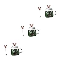 BESTOYARD 3 Sets Christmas Ceramic Mug Convenient Milk Mug Pottery Mugs Mug with Lid Ceramic Novelty Coffee Mug Ceramic Christmas Elk Mugs Ceramic Espresso Mugs Ceramics Winter Child Filler