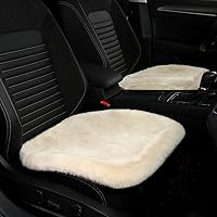 LLB Genuine Sheepskin Car Seat Cushion Seat Covers for Cars Trucks SUV Comfort Seat Protector Pad for Car Driver Seat Car Accessories for Women Office Chair Car Decor (Pearl Front Seat Cushions-2 Pcs)